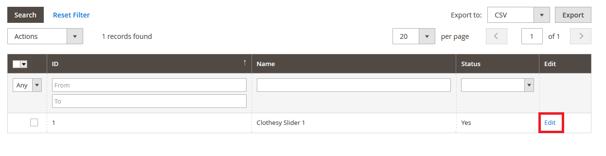 Clothesy - Manage Slider