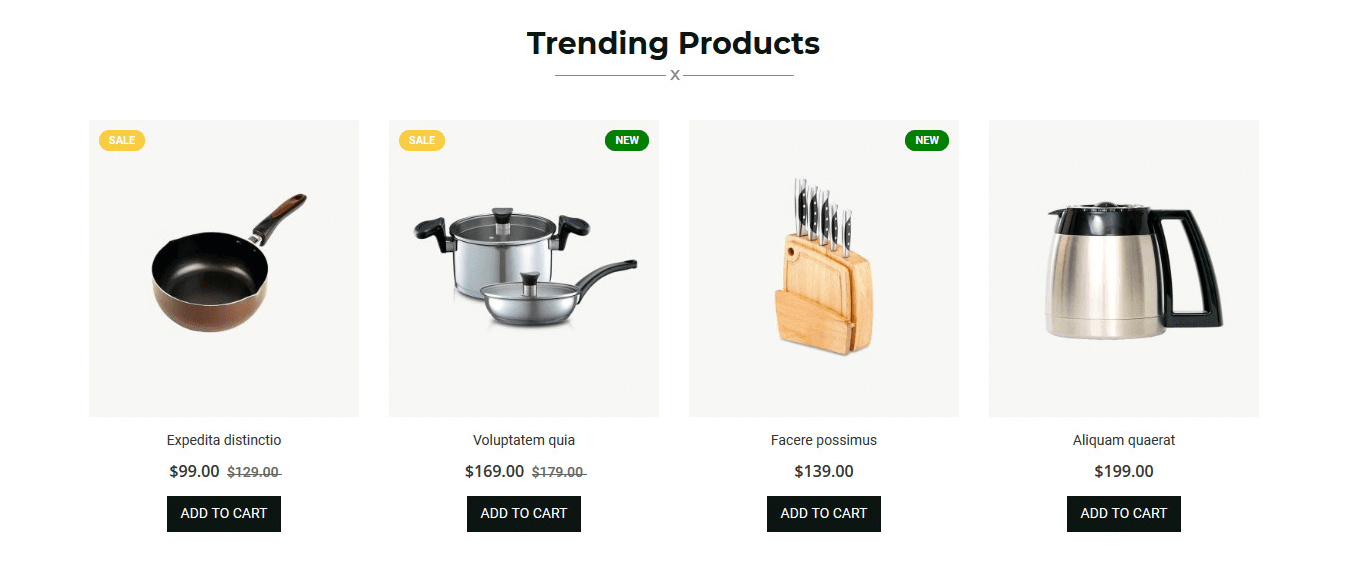 Cookware  - Homepag Featured Product Widget
