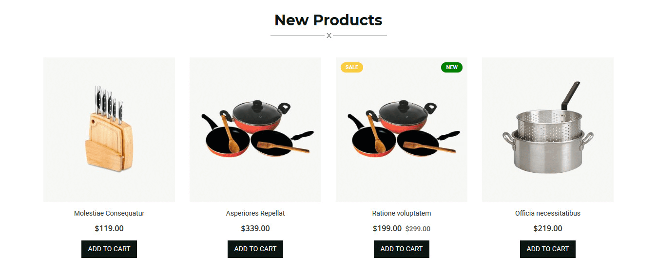 Cookware  - Homepage New Product Widget