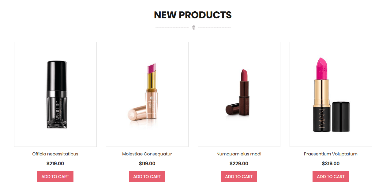 Cosmetics - Homepage New Product Widget