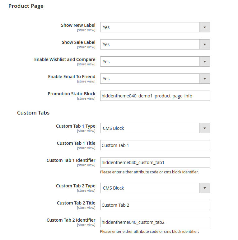 FastFashion  - Product Page Configuration