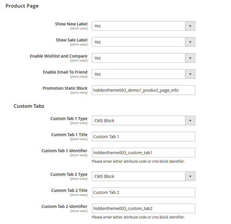 Organix  - Product Page Configuration