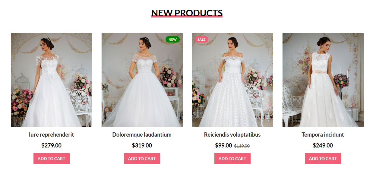 Wedding Studio - Homepage New Product Widget