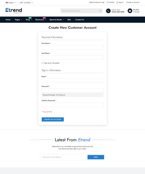 Create Account Page