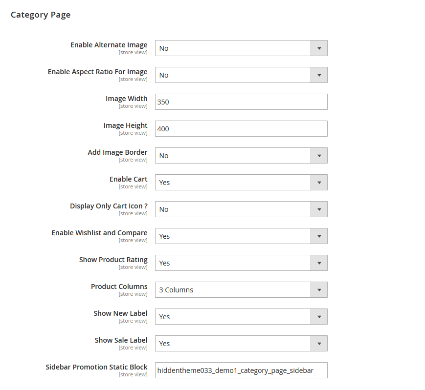 AutoHub - Category Page Configuration