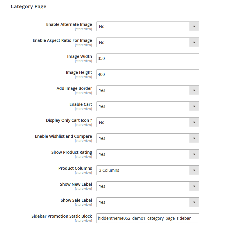 Cakestore  - Category Page Configuration