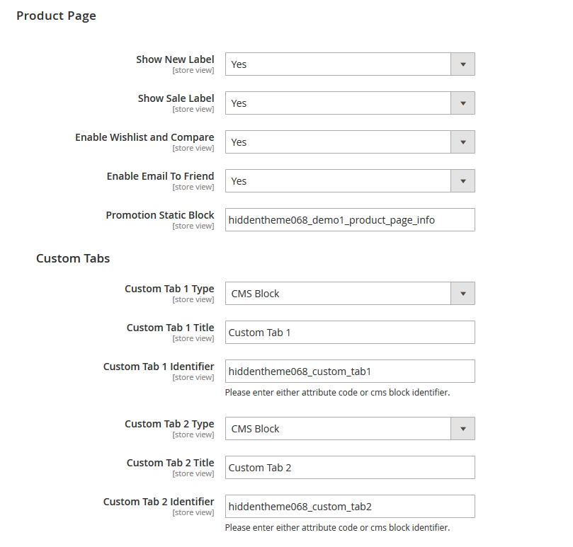 Clothesy - Product Page Configuration