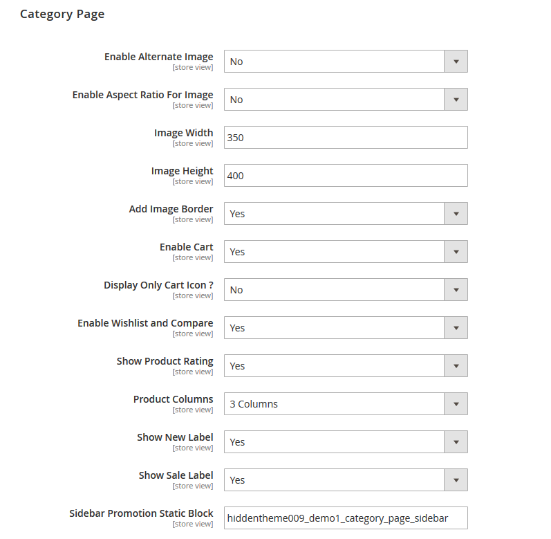 Health Kart  - Category Page Configuration