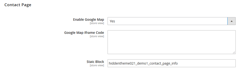 HiPixel - Contact Page Settings