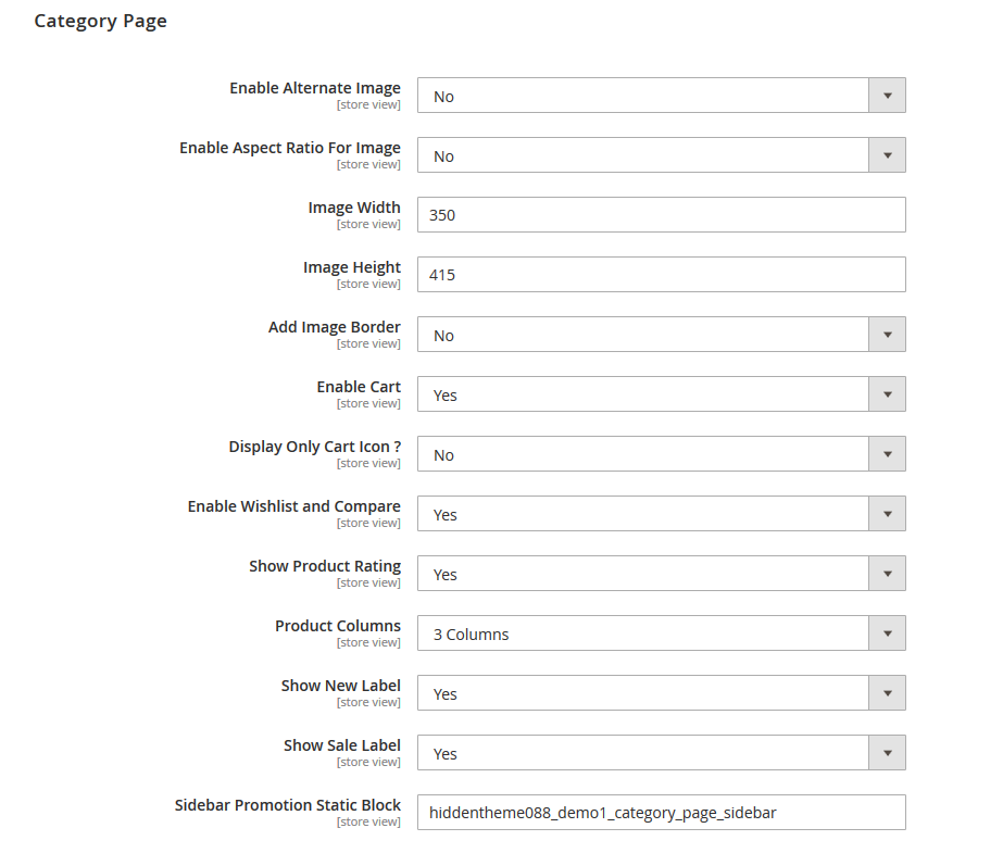 Need - Category Page Configuration
