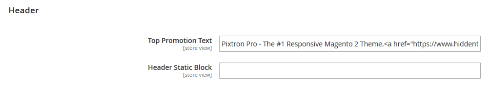 Pixtron PRO - Header Settings
