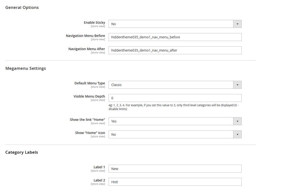 Toyzone  - Menu Configuration