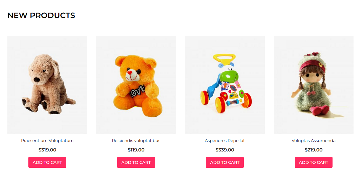 Toyzone  - Homepage New Product Widget