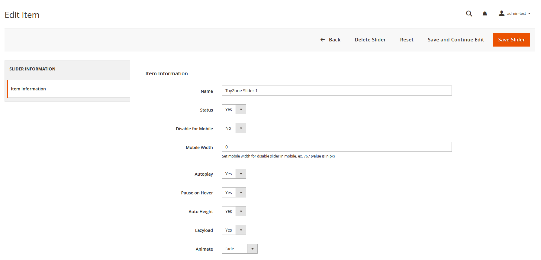 Toyzone  - Edit Slider
