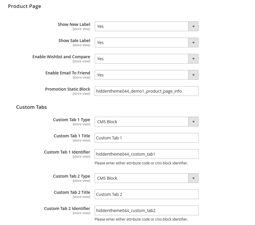 Vegmart  - Product Page Configuration