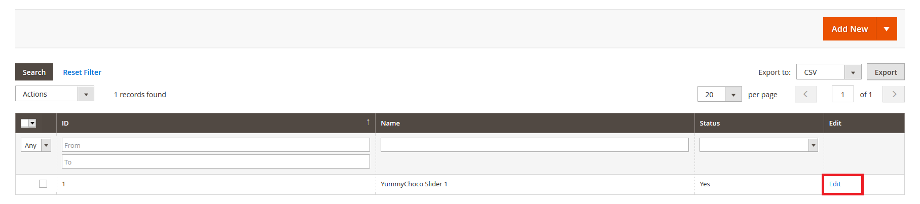 Yummy Choco - Manage Slider